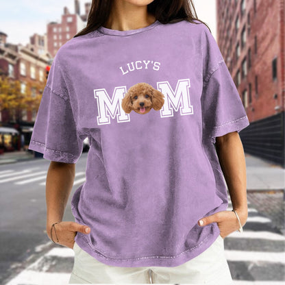 UPST43 Dog Cat Dad Mom Custom Photo - Personalized Custom Washed T-shirt