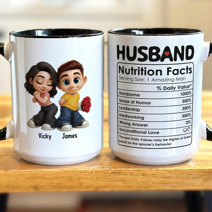 UPST46 Husband Nutrition Facts - Personalized White Mug Accent Mug