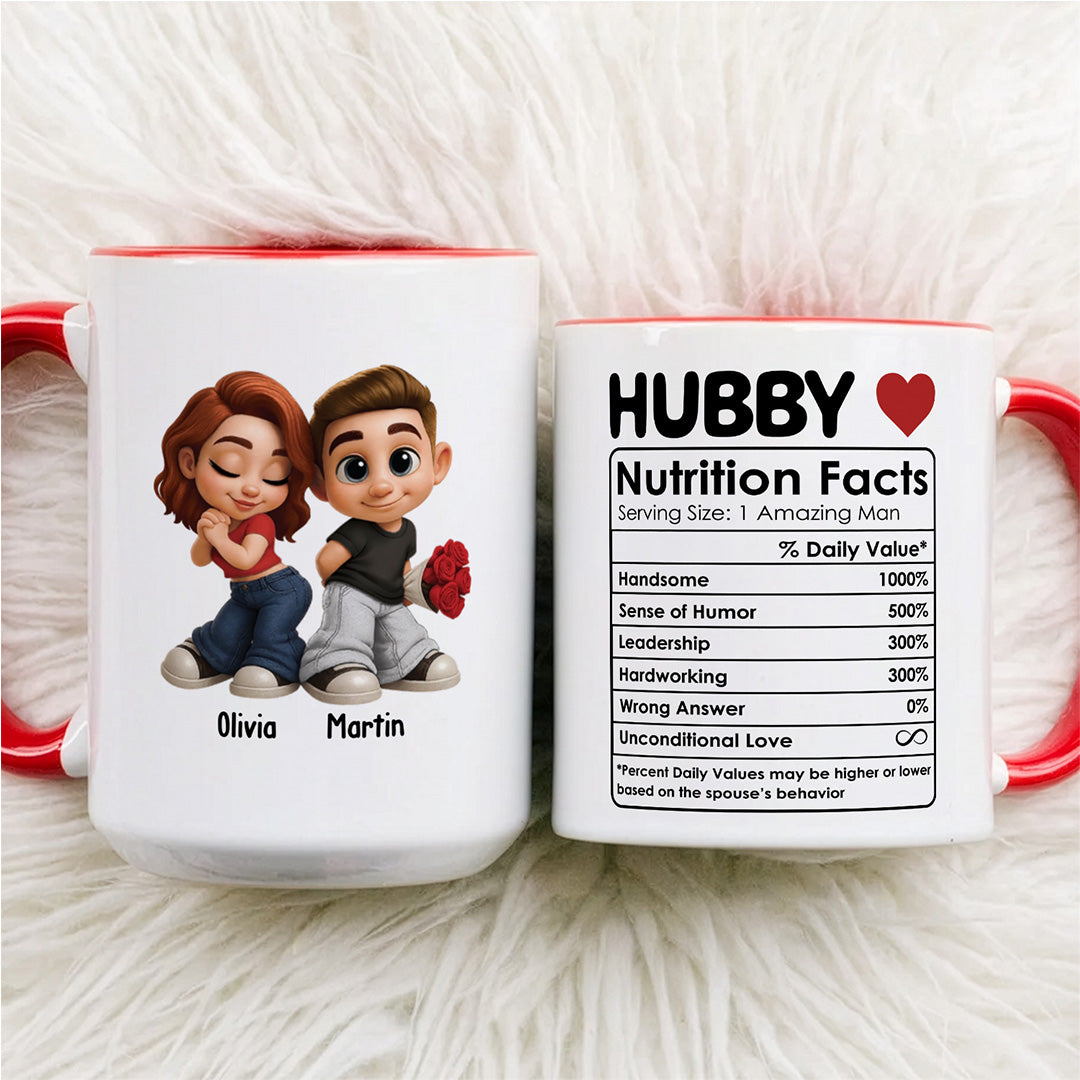 UPST46 Husband Nutrition Facts - Personalized White Mug Accent Mug