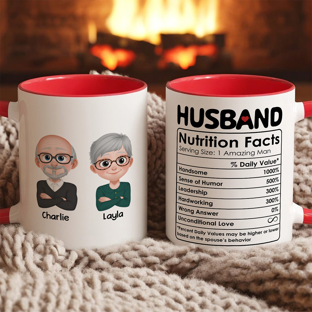UPST49 Husband Nutrition Facts - Personalized White Mug Accent Mug
