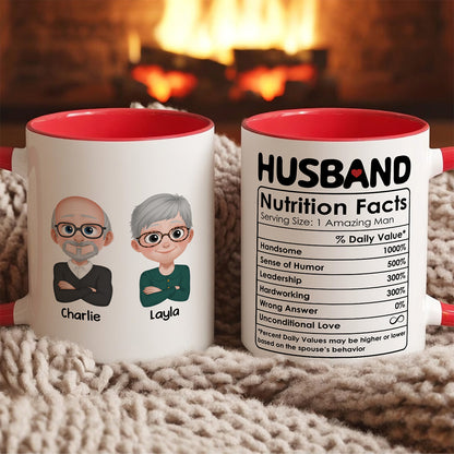 UPST49 Husband Nutrition Facts - Personalized White Mug Accent Mug