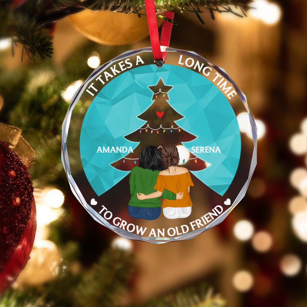 PSTG06 Grow An Old Friend Christmas Tree - Personalized Glass Ornament