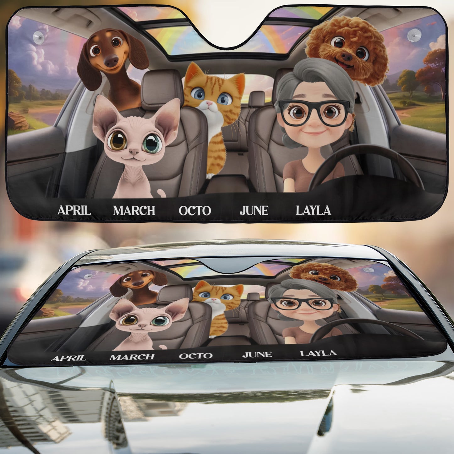 PSTC02 Fur Dog Cat Mom - Personalized Custom Car Sunshade