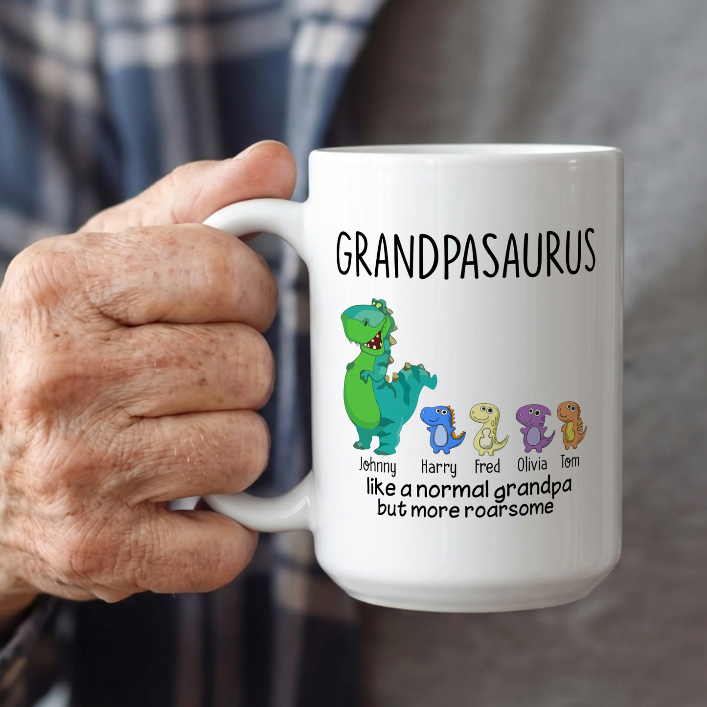VPST08 Grandpasaurus And Kids Funny - Personalized White Mug Accent Mug