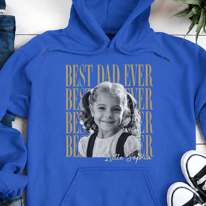 VPST47 Best Dad Ever Vintage Photo Upload - Personalized T-shirt Hoodie