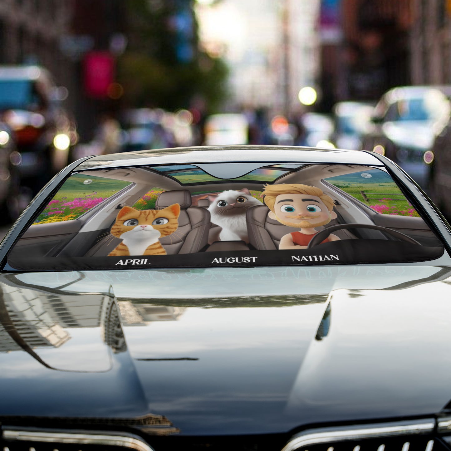 PSTC04 Cat Dad Mom - Personalized Custom Car Sunshade
