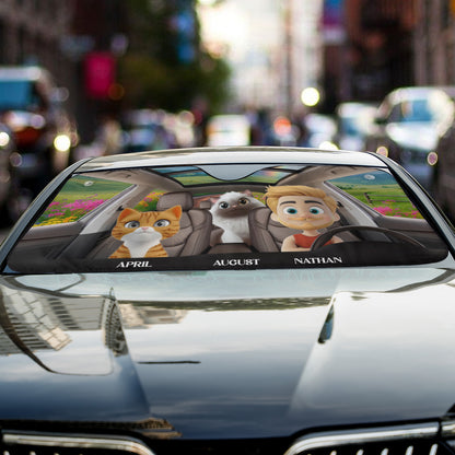 PSTC04 Cat Dad Mom - Personalized Custom Car Sunshade