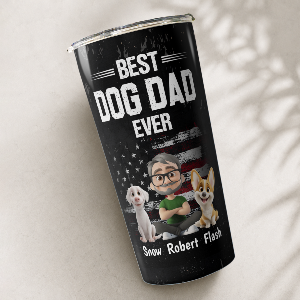 VPST65 American Best Dog Dad Ever - Personalized Custom Tumbler