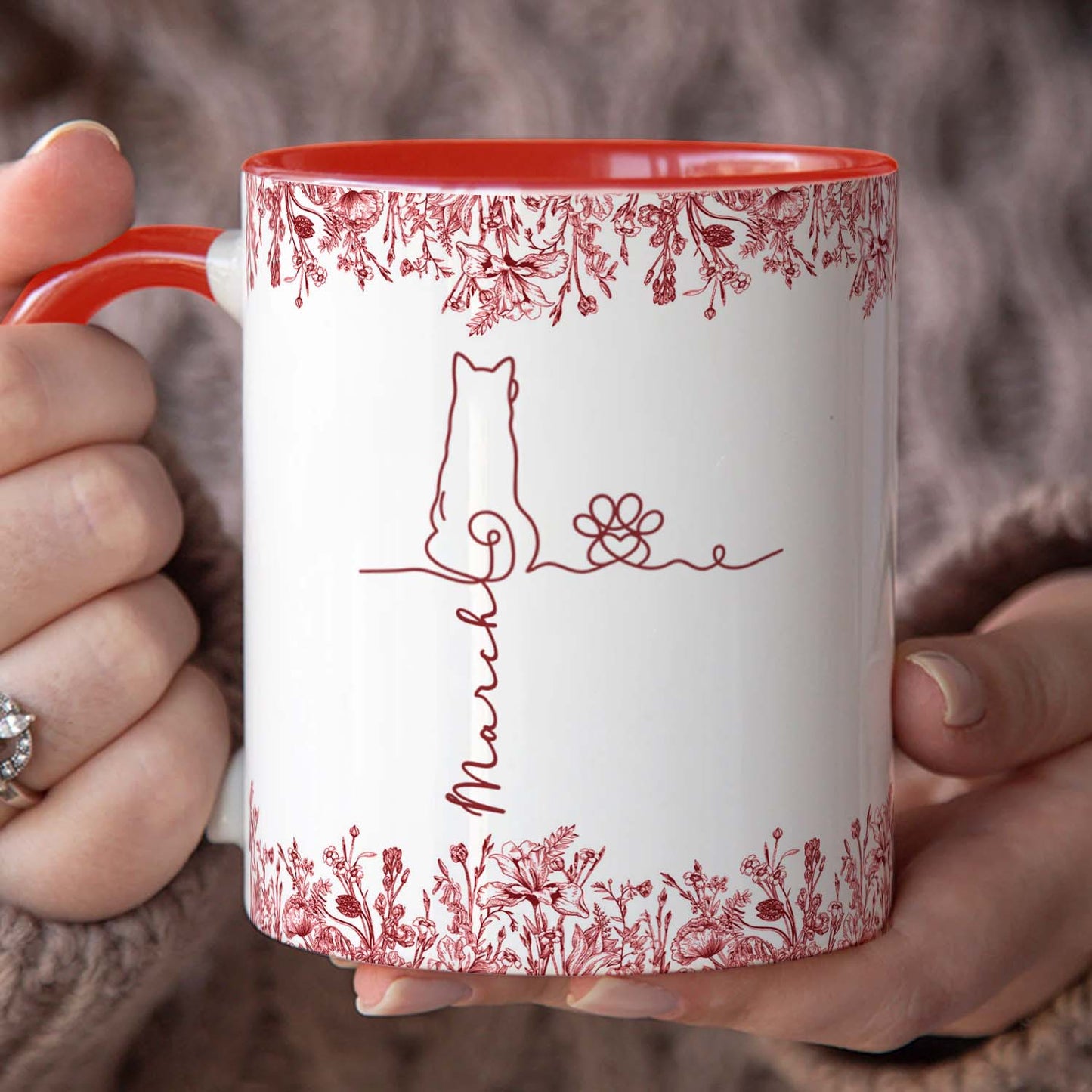 PSTM08 Toile De Jouy French Dog Line - White Mug Accent Mug Personalized