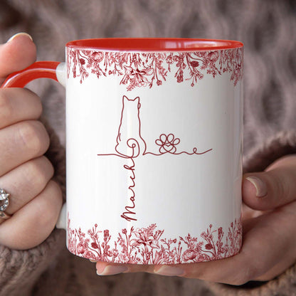 PSTM08 Toile De Jouy French Dog Line - White Mug Accent Mug Personalized