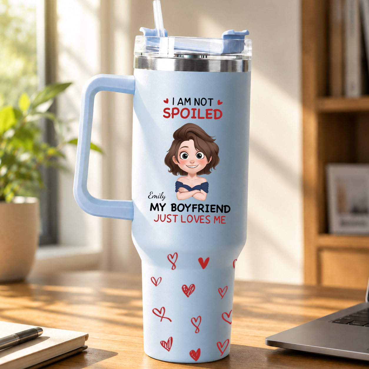 PST123 I'm Not Spoiled My Husband Just Loves Me - Personalized 40oz Tumbler Handle Color
