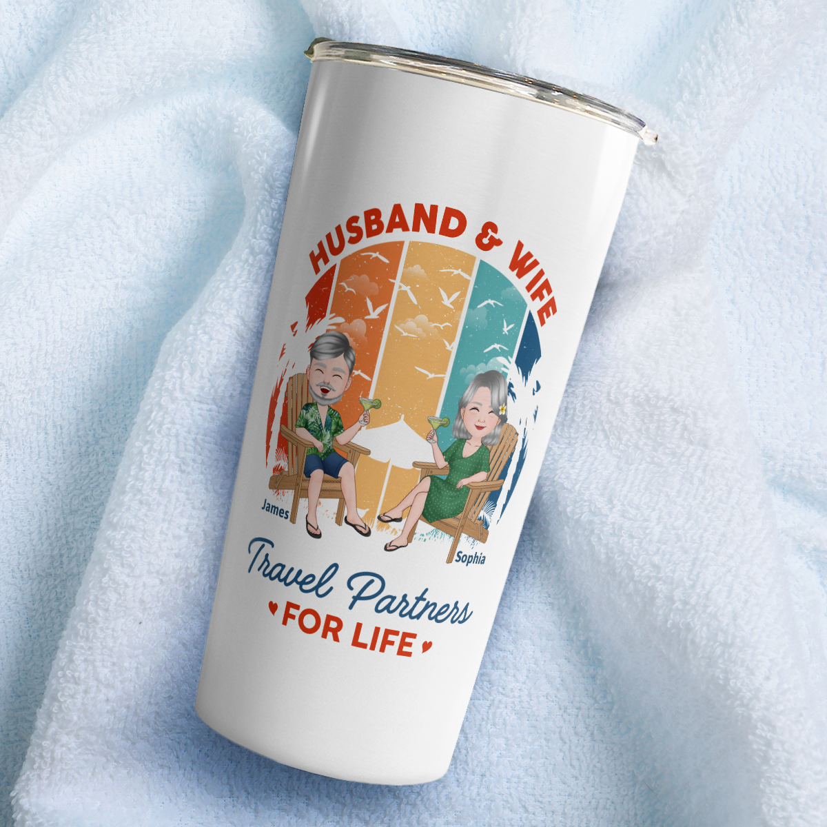 VPST36 Husband and Wife Travel Partners For Life - Personalized Custom Tumbler