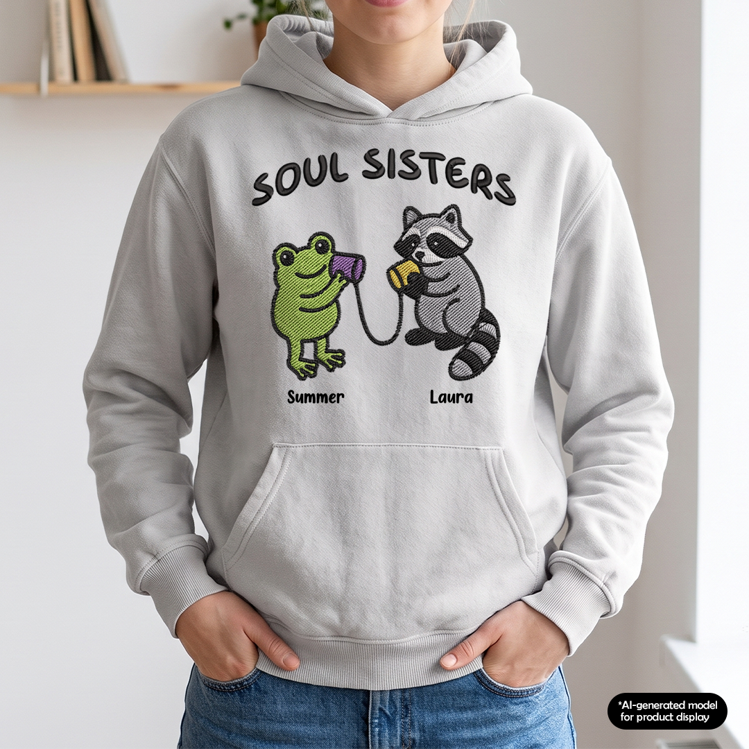 MPST01 Soul Sisters Embroidery Effect - Personalized T-shirt Hoodie