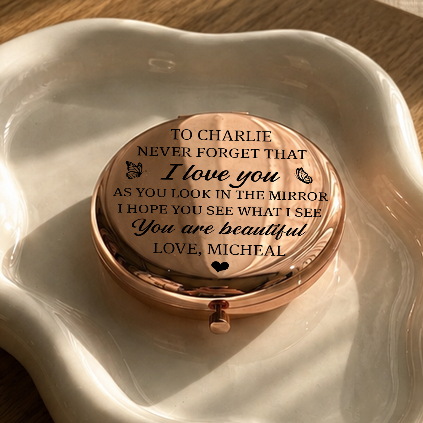 VPST42 Never Forget That I Love You - Personalized Custom Compact Mirror