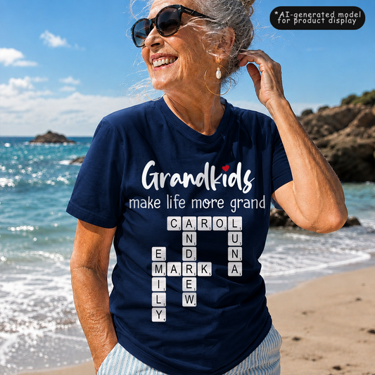 VPST53 Grandkids Make Life More Grand Kids Names Crossword Puzzle - Personalized T-shirt Hoodie