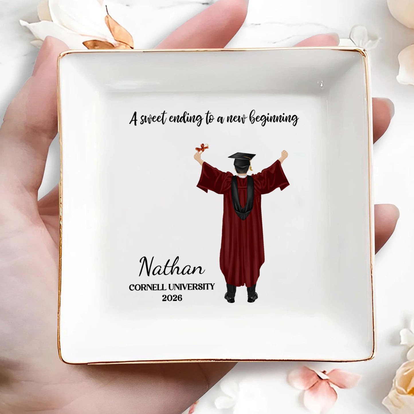 PSD06 A Sweet Ending To A New Beginning - Personalized Custom Jewelry Dish