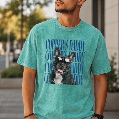 VPST37 Vintage Photo Upload Dog Dad Dog Mom Cat Dad Cat Mom - Personalized Washed T-shirt