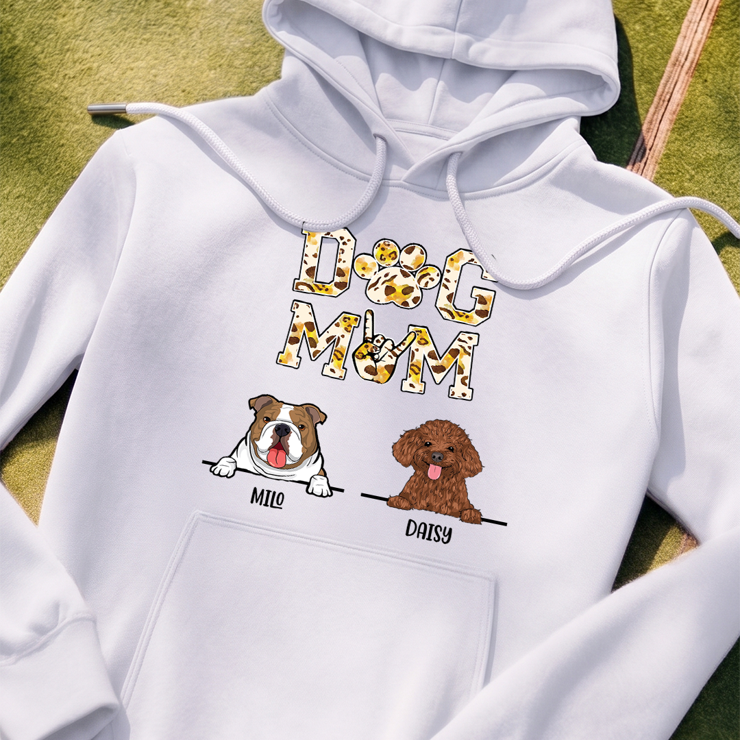 MPST16 Dog Mom Leopard Gingham - Personalized T-shirt Hoodie