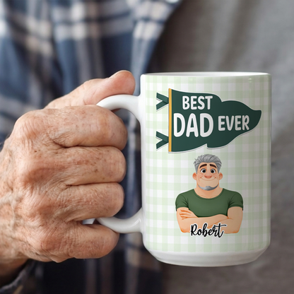 VPST61 Best Dad Ever Pennant Flag - Personalized White Mug Accent Mug