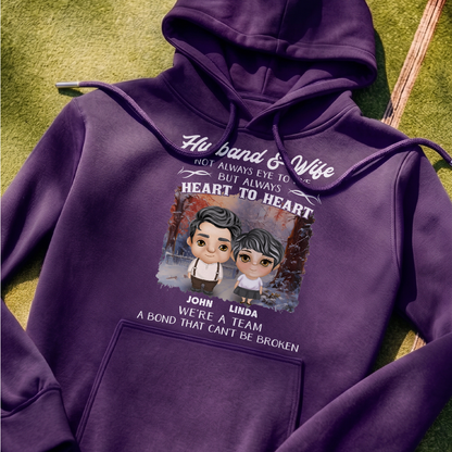 MPST07 Husband Wife Heart To Heart A Bond That Can't Be Broken - Personalized T-shirt Hoodie