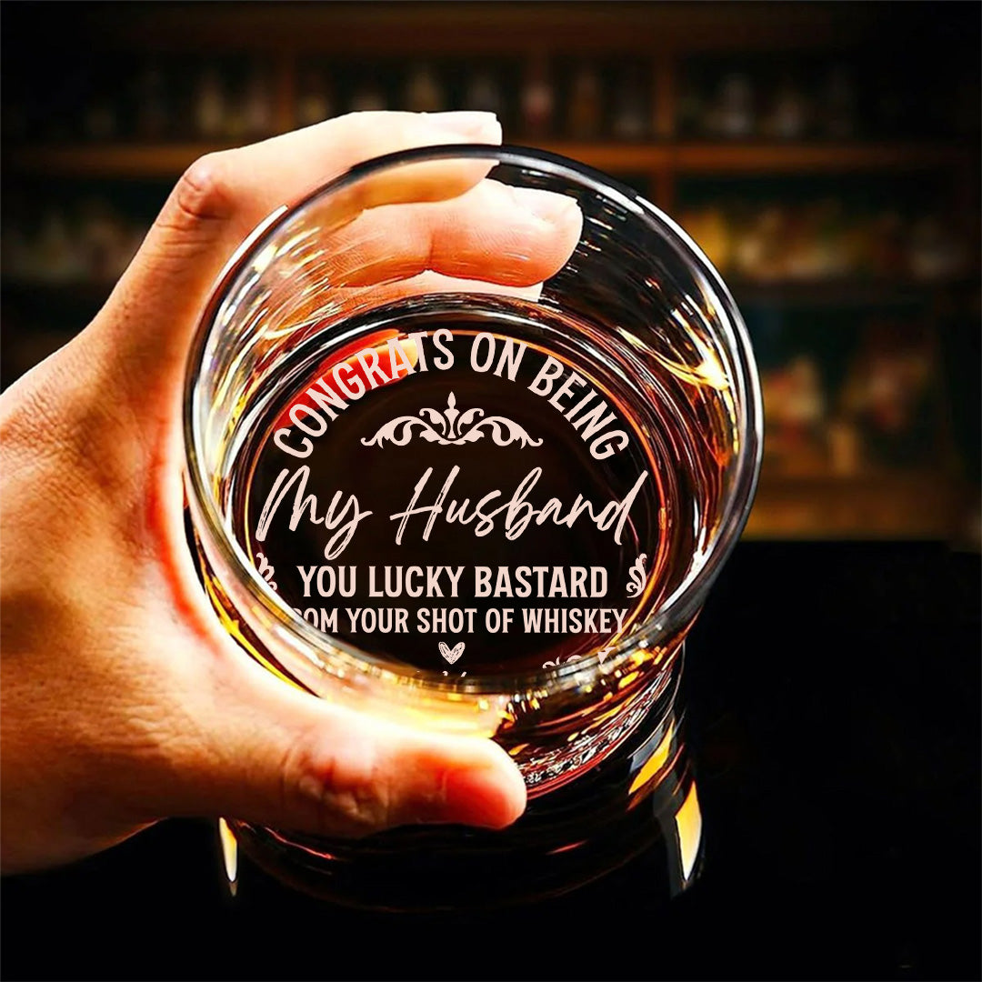 PWG02 Congrats On Being My Husband - Personalized Engraved Whiskey Glass