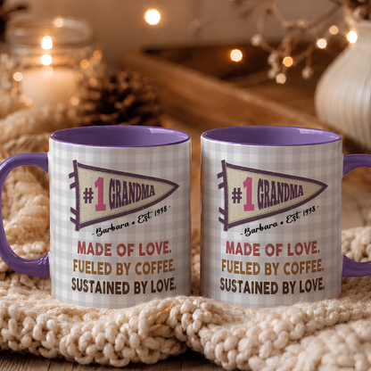 VPST58 Mom Made Of Love Fueled By Coffee Sustained By Love Pennant Flag - Personalized White Mug Accent Mug