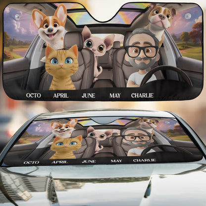 PSTC01 Fur Dog Cat Dad - Personalized Custom Car Sunshade