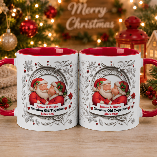 VPST59 Growing Old Together Mr and Mrs Claus Christmas Couple - White Mug Accent Mug