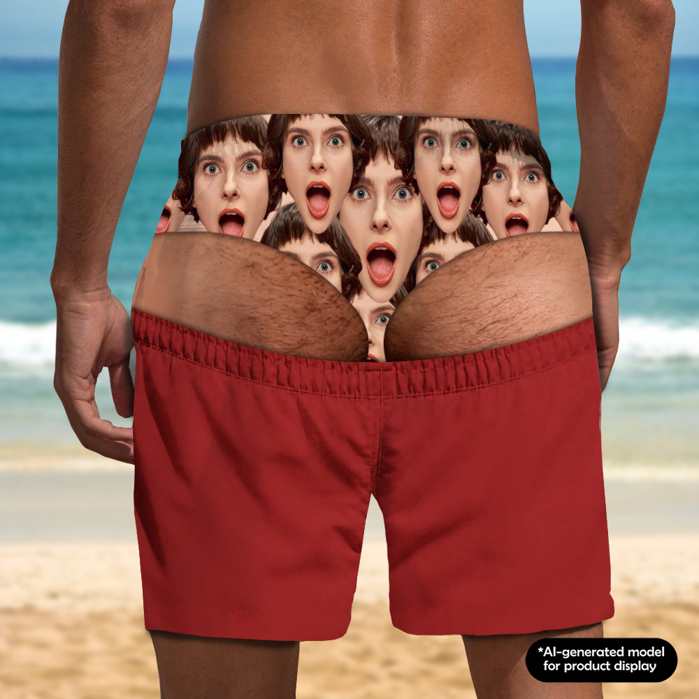 PST238 Upload Photo Funny Beach Short For Man - Personalized Custom Beach Short