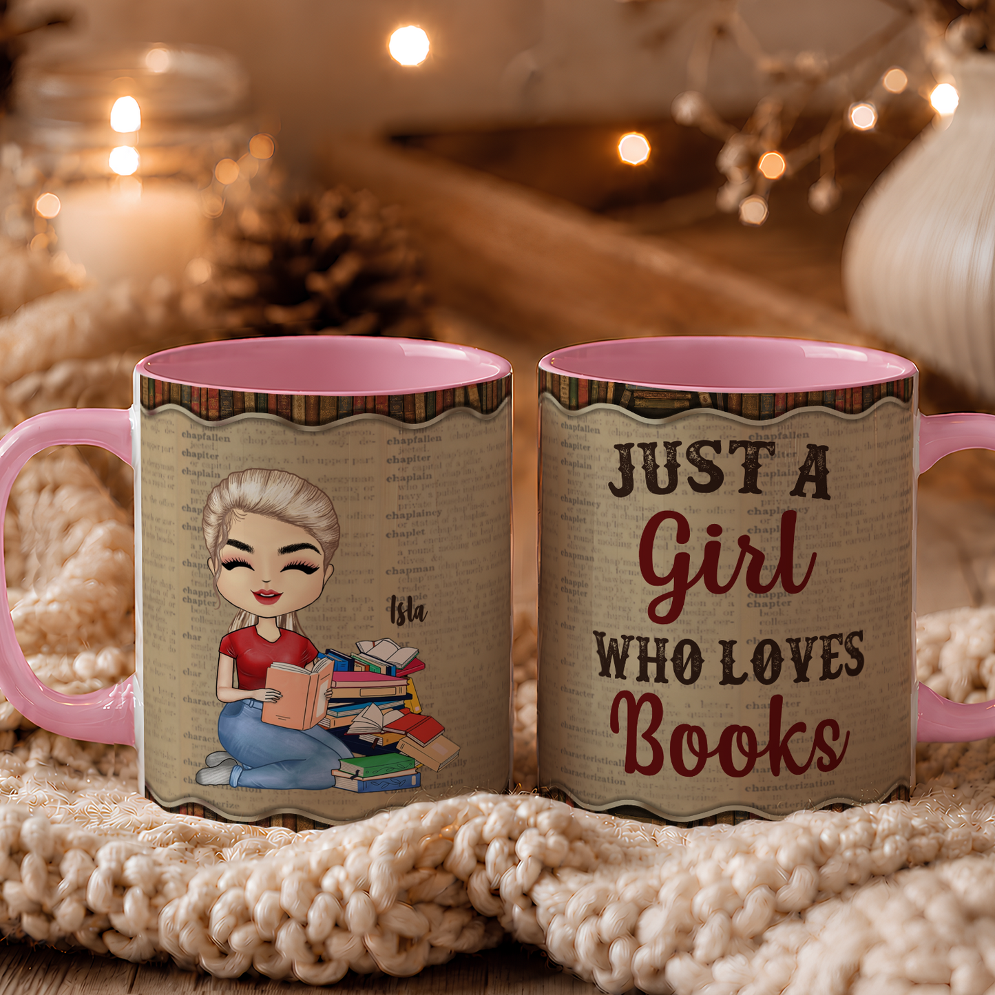 APST09 Just A Girl Who Loves Books - Personalized White Mug Accent Mug