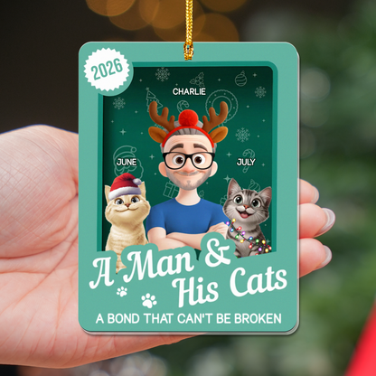 PSTG08 A Boy And His Cat A Bond That Can't Be Broken - Personalized Acrylic Ornament