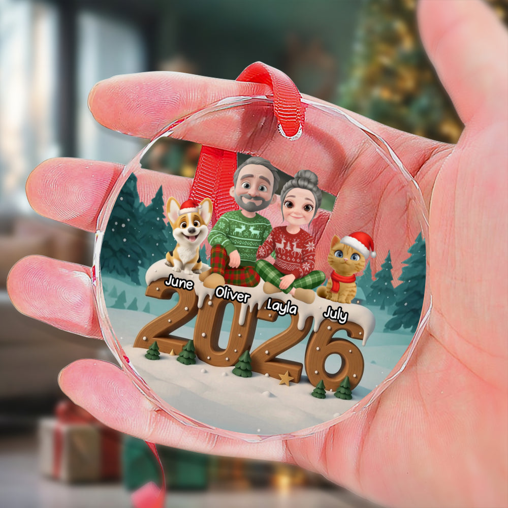 PSTG17 2026 Fur Parents Christmas 3D Effect - Personalized Glass Ornament