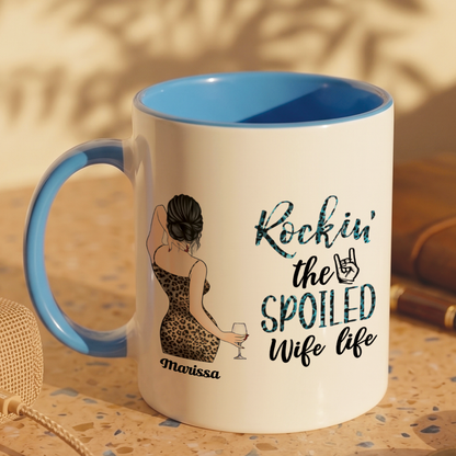 MPST06 Rocking The Spoiled Wife Life Leopard Pattern - Personalized White Mug Accent Mug