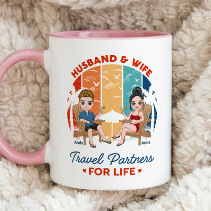 VPST36 Husband and Wife Travel Partners For Life - Personalized White Mug Accent Mug