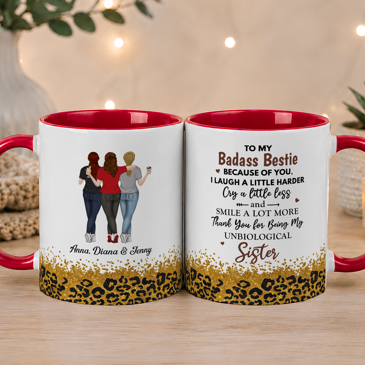 APST13 To My Badass Bestie Because Of You I Laugh A Little Harder - Personalized White Mug Accent Mug