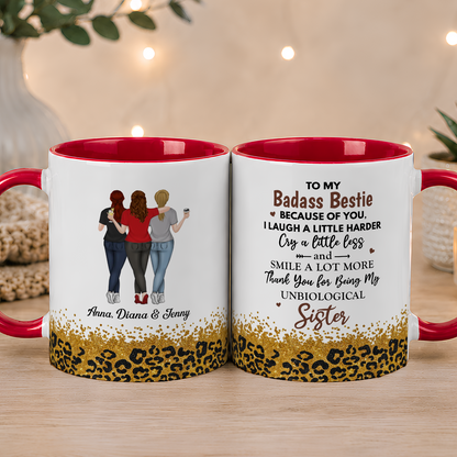 APST13 To My Badass Bestie Because Of You I Laugh A Little Harder - Personalized White Mug Accent Mug