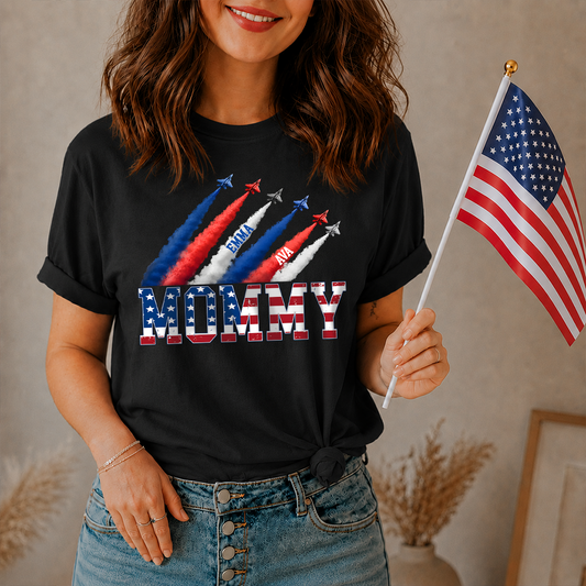 VPST29 American Flag Mom Mama - Personalized T-shirt Hoodie