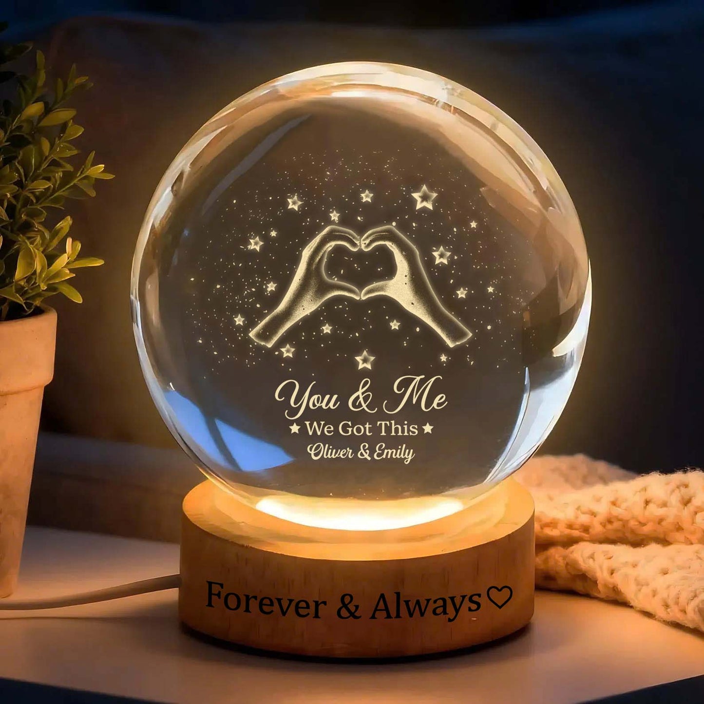 PCB08 Grateful For Every Moment With You - Custom 3D Crystal Ball Lamp