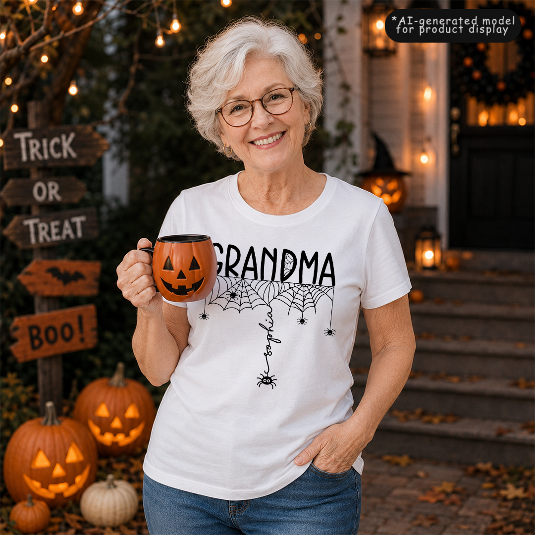 VPST54 Grandma Halloween Spiderweb - Personalized T-shirt Hoodie