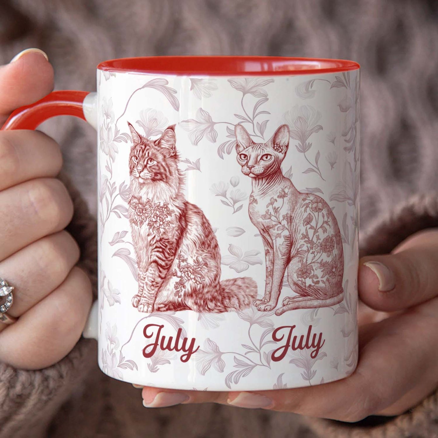 PSTM07 Toile De Jouy French Cat Lover - White Mug Accent Mug