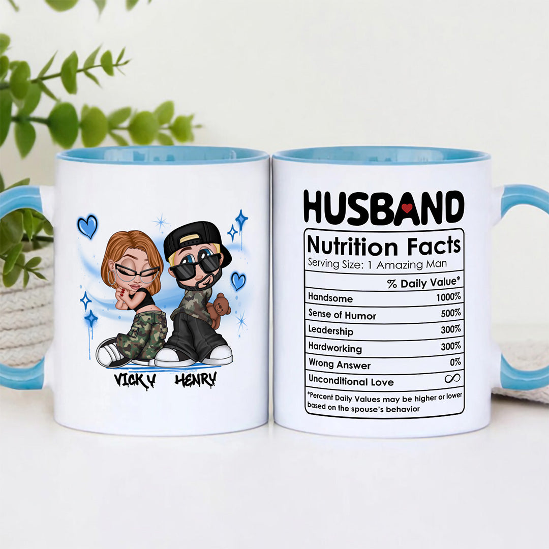 UPST50 Husband Nutrition Facts - Personalized White Mug Accent Mug