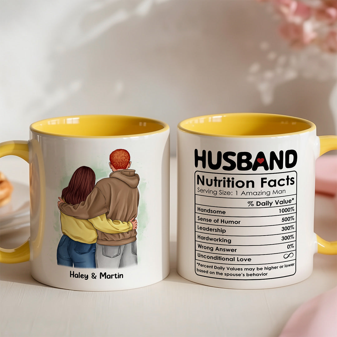 UPST52 Husband Nutrition Facts - Personalized White Mug Accent Mug
