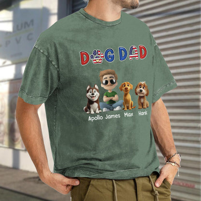 UPST55 Dog Dad - Personalized Custom Washed T-shirt