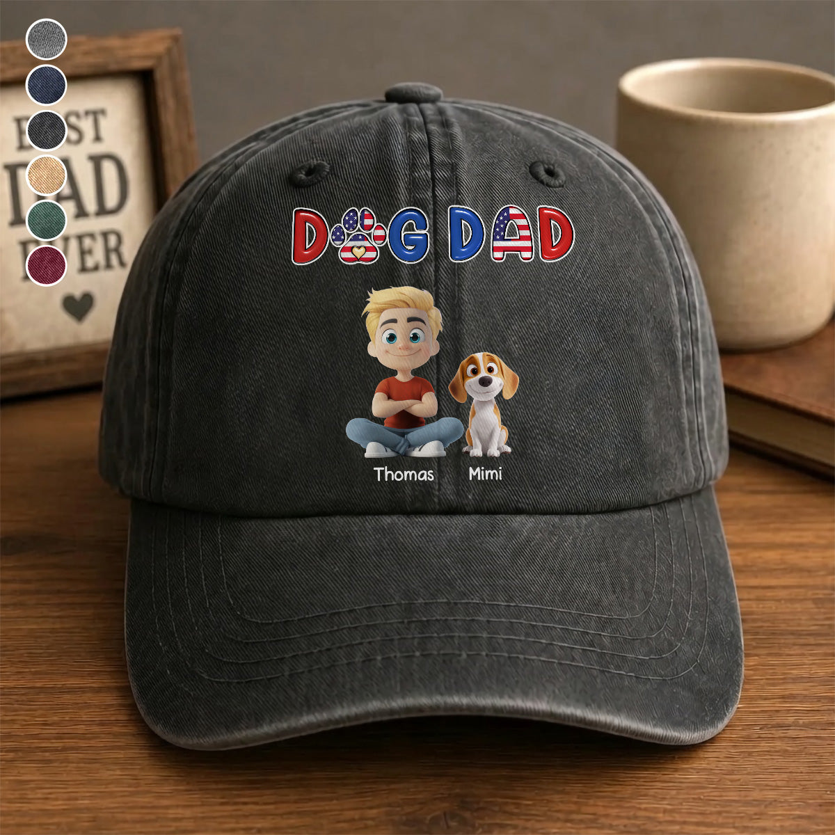 UPST55 Dog Dad - Personalized Custom Wash Denim Cap