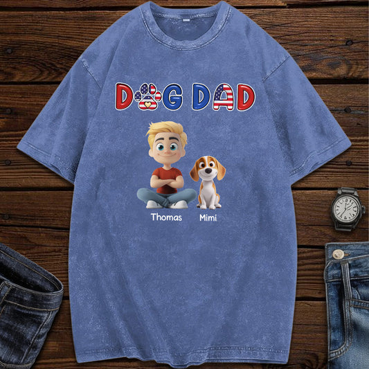 UPST55 Dog Dad - Personalized Custom Washed T-shirt