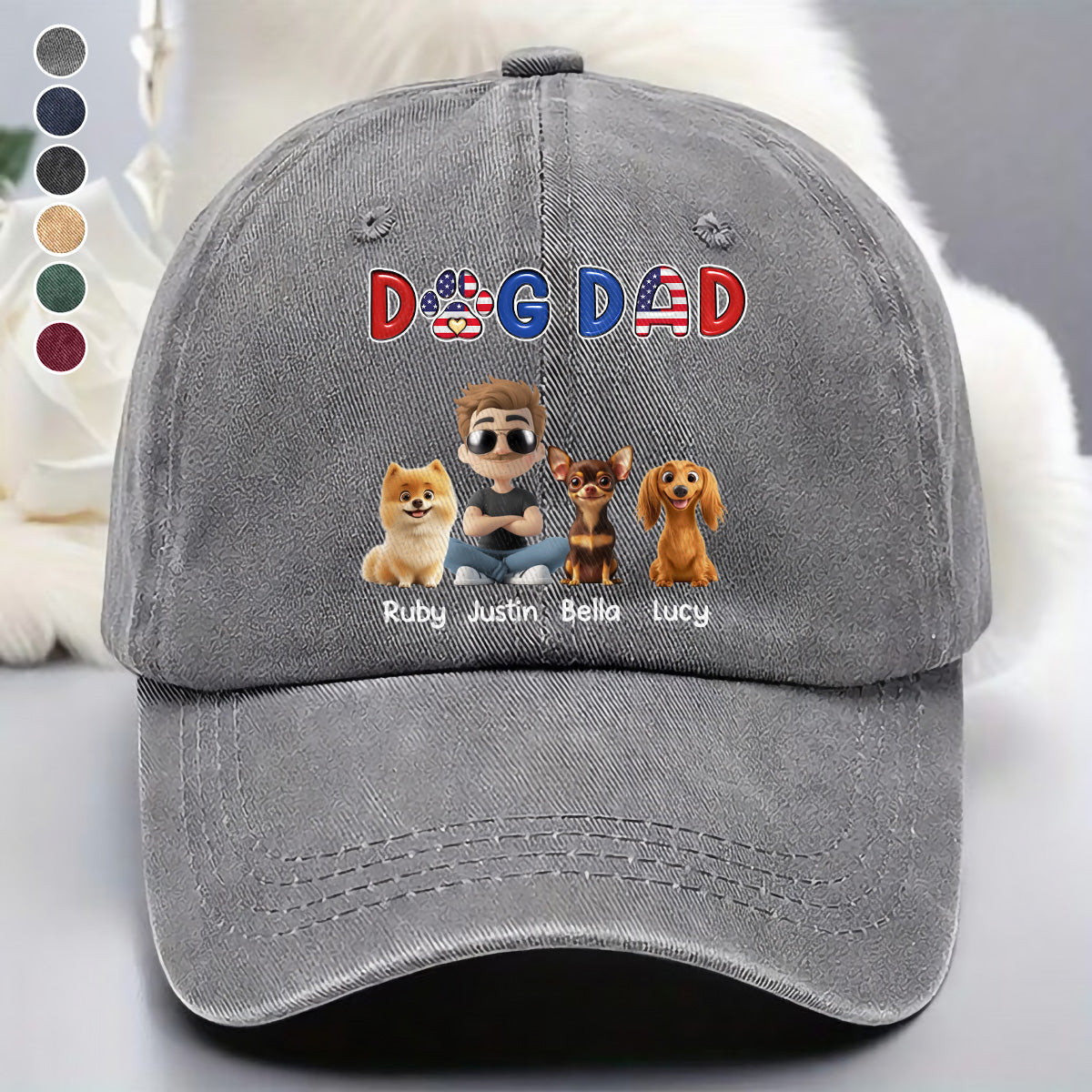 UPST55 Dog Dad - Personalized Custom Wash Denim Cap