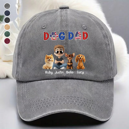 UPST55 Dog Dad - Personalized Custom Wash Denim Cap