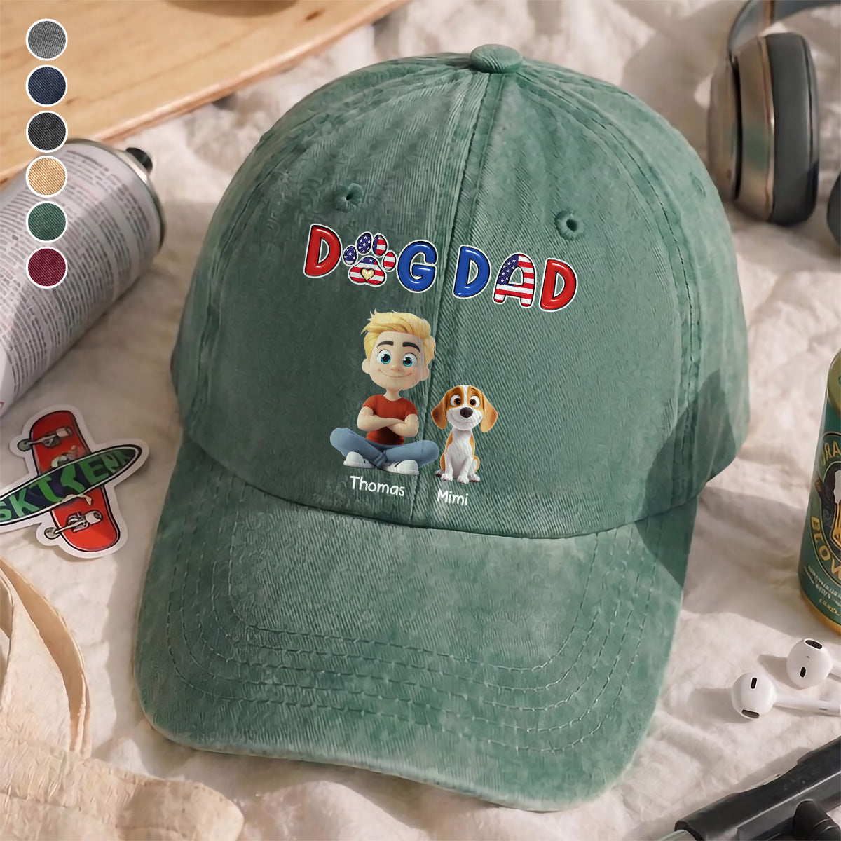 UPST55 Dog Dad - Personalized Custom Wash Denim Cap