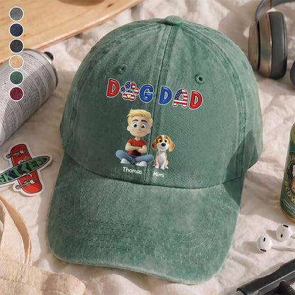 UPST55 Dog Dad - Personalized Custom Wash Denim Cap