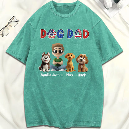 UPST55 Dog Dad - Personalized Custom Washed T-shirt